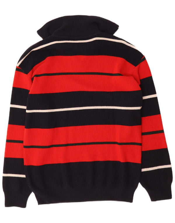 Vintage męski sweter z zamkiem błyskawicznym EU 54 XL, wełniany w czerwone paski