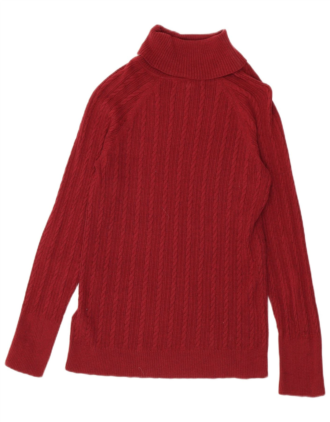 Damski sweter z wywijanym dekoltem Eddie Bauer UK 12, średni czerwony bawełniany