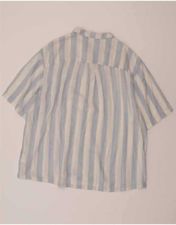 LEE Męska koszula pulowerowa z krótkim rękawem, o swobodnym kroju, 2XL, lniana w niebieskie paski