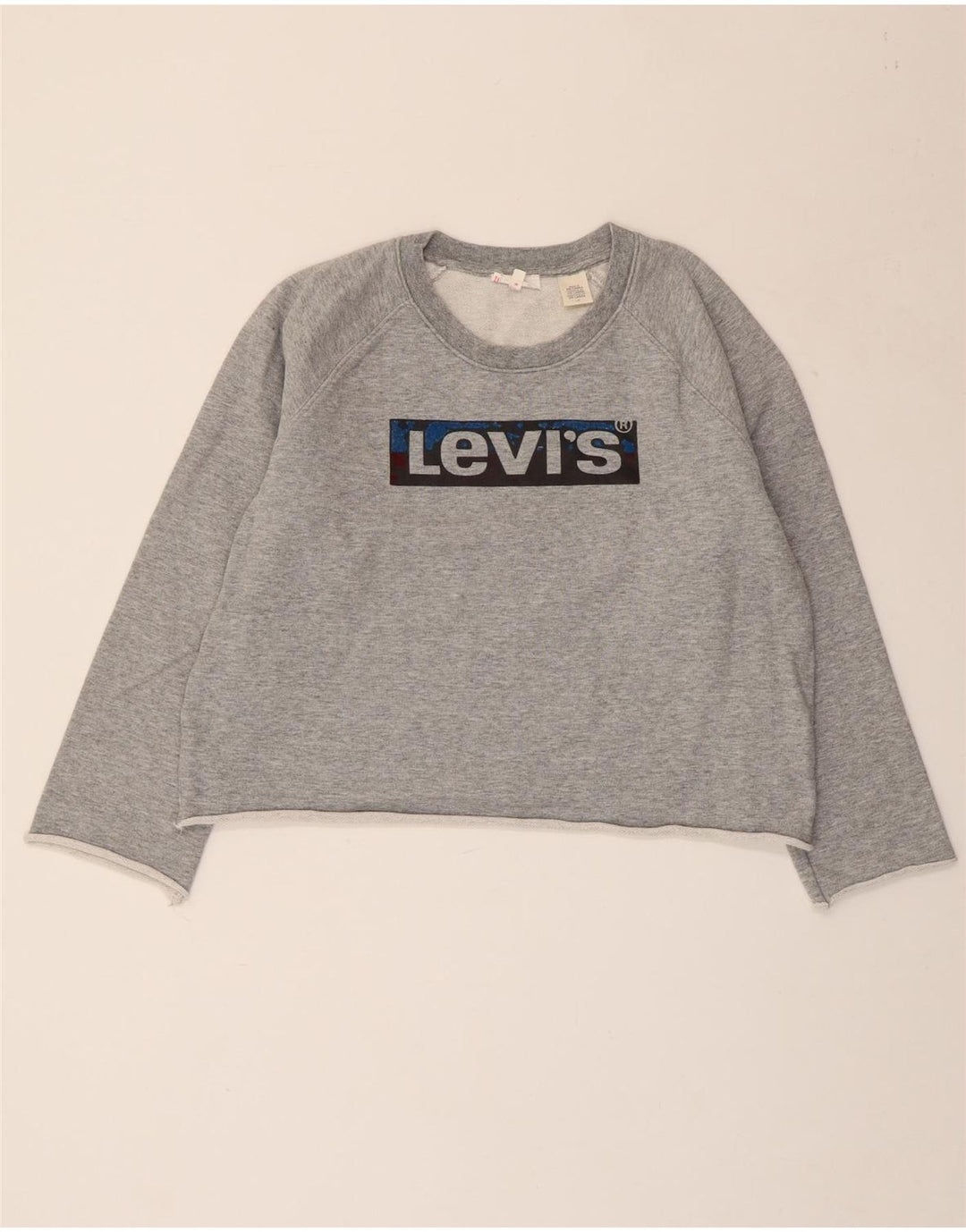 Damski sweter LEVI'S Crop Graphic UK 16, duży, szary nakrapiany