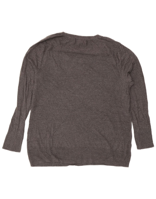 Damski sweter z okrągłym wycięciem pod szyją Eddie Bauer UK 18 XL Szara bawełniana nakrapiana