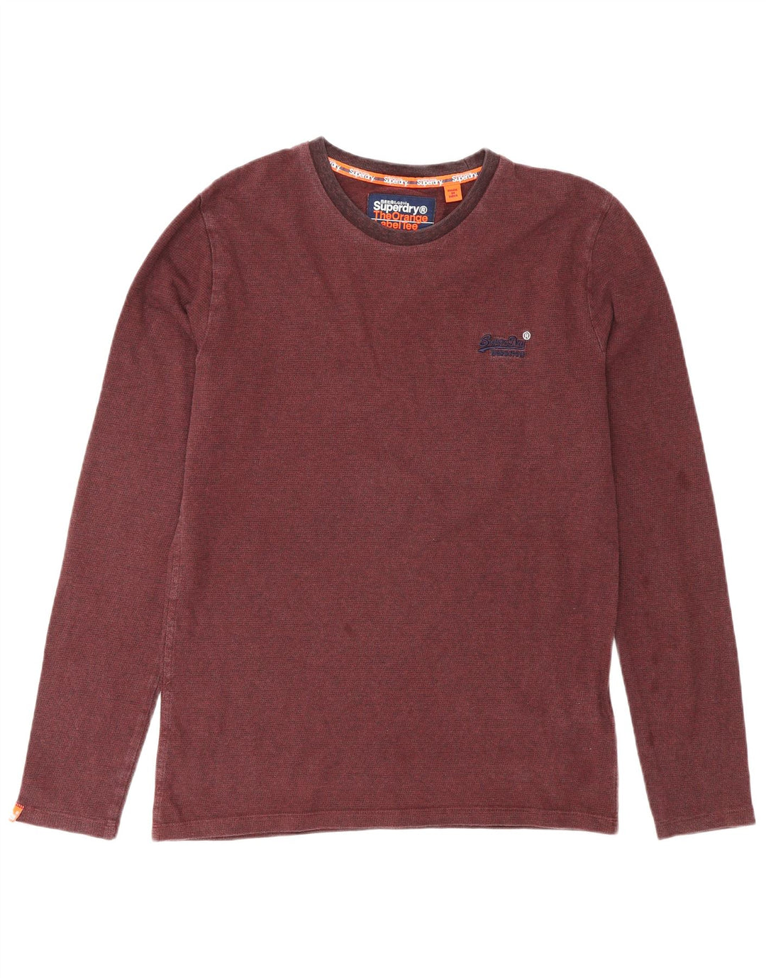 Męski top Superdry z długim rękawem, mały, bordowy, bawełniany