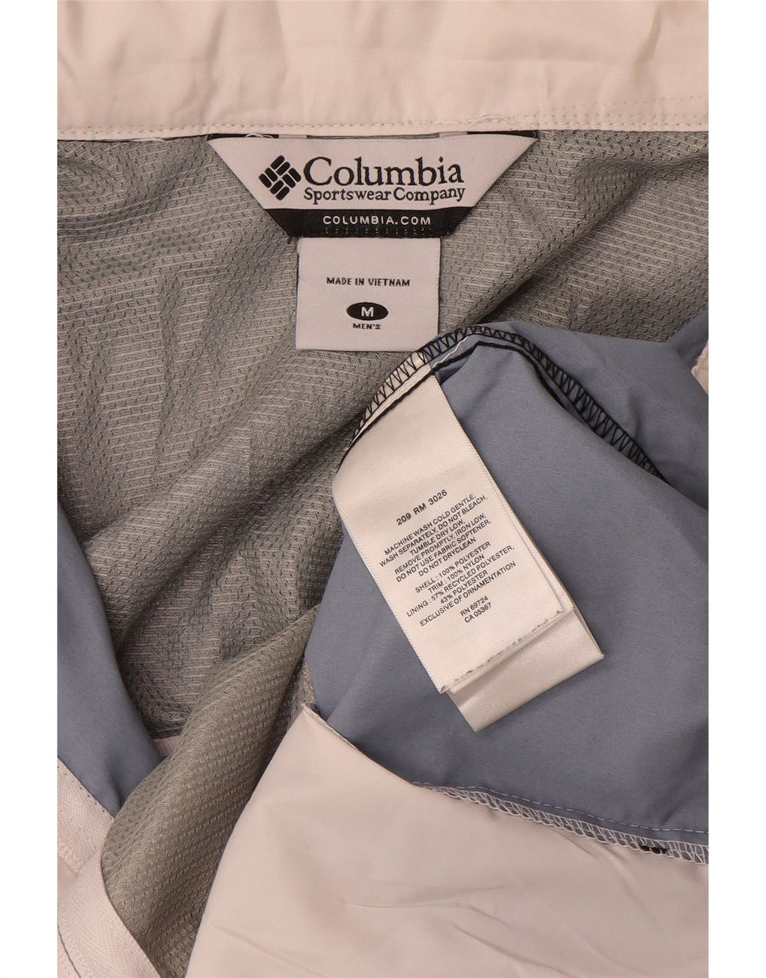 Męska kurtka przeciwdeszczowa z kapturem Columbia UK 38, poliester w kolorze średniej bieli