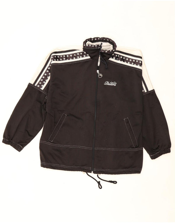 Damska kurtka dresowa DIADORA z grafiką UK 10, mała, czarna, z blokami kolorów