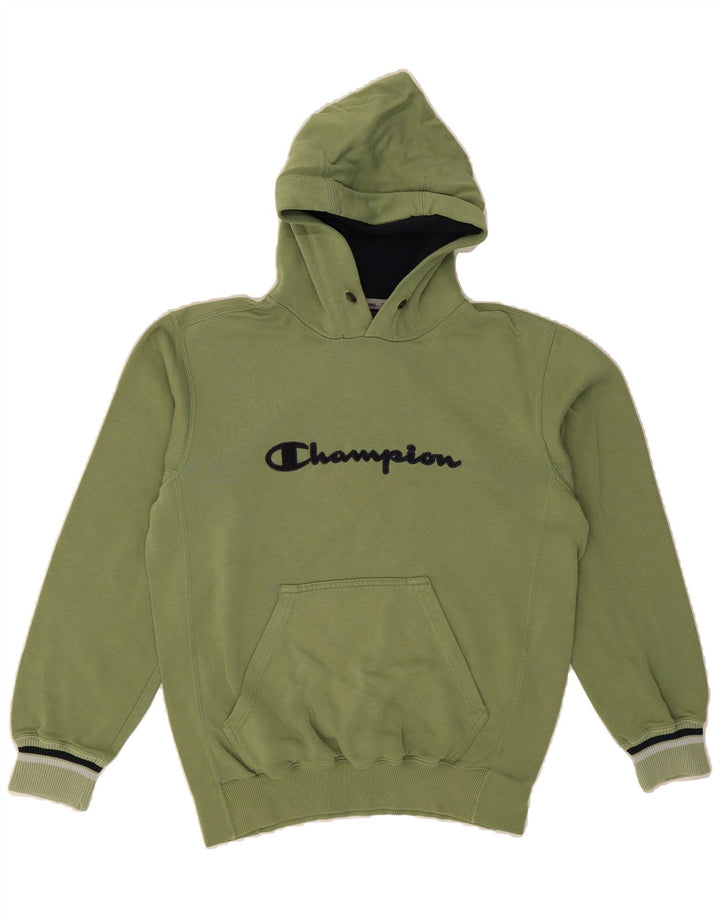 CHAMPION Mens Graphic Hoodie Jumper Medium Green Cotton Vintage Champion and Second-Hand Champion from Messina Hembry 