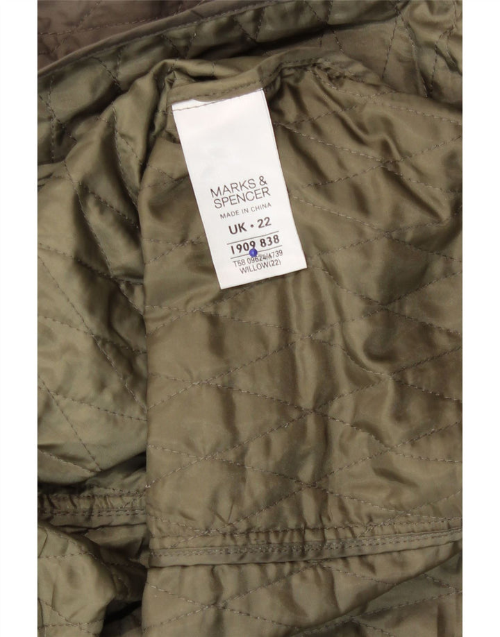 Marks & Spencer Damska pikowana kurtka UK 22 3XL Zielony poliester