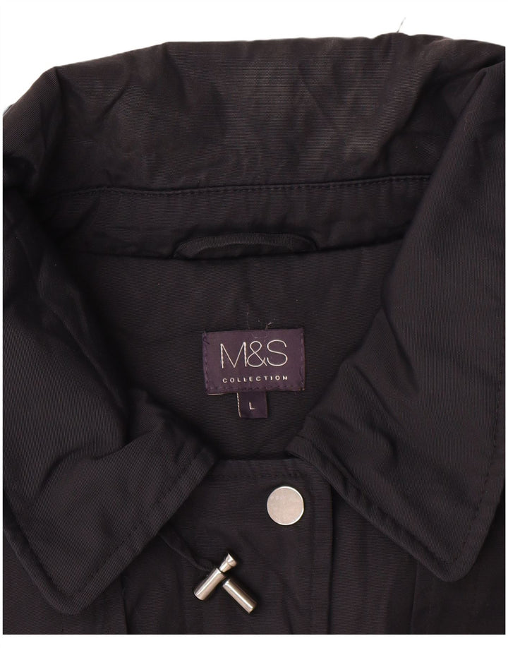 Marks & Spencer Damska kurtka parka z kapturem, oversize, UK 16, duża, czarna