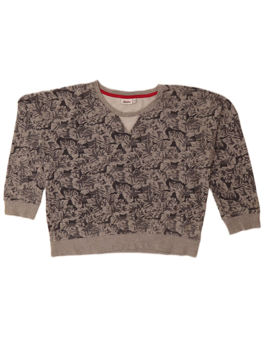 Damska bluza oversize Ellesse UK 14, średnia szara bawełna w kwiaty