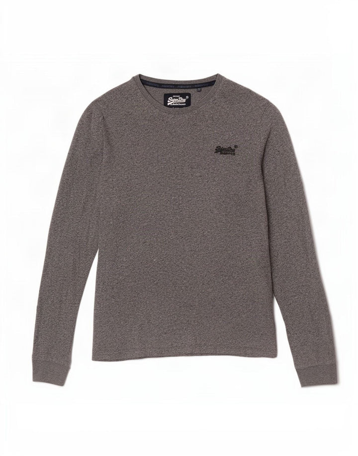 Męski top Superdry z długim rękawem, średnioszary, bawełniany w cętki