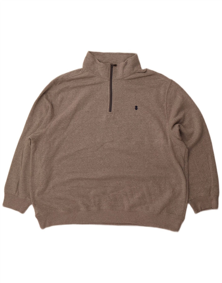 IZOD Męski sweter z zamkiem błyskawicznym, 2XL, szary, bawełniany