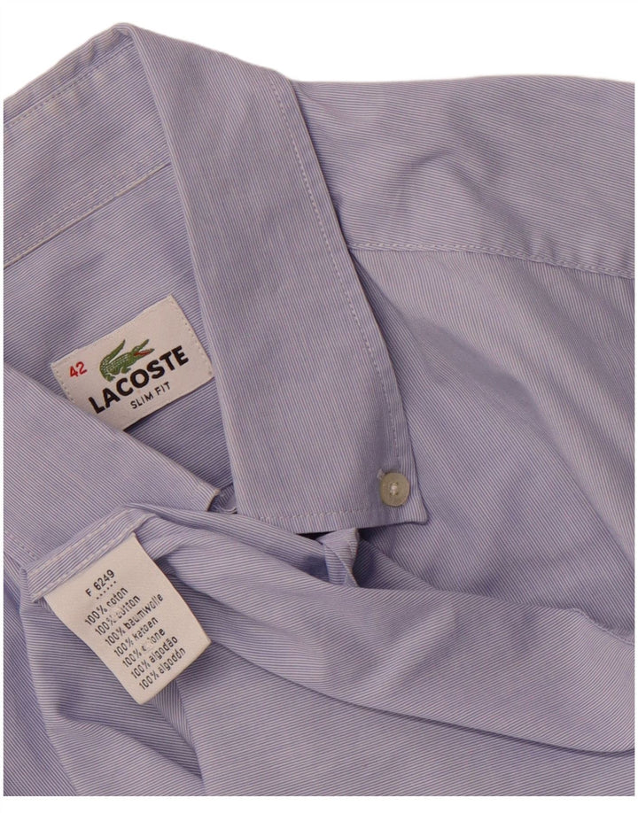 Koszula męska Lacoste Slim Fit, rozmiar 42, duża, niebieska, bawełniana w prążki