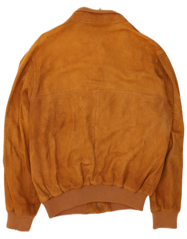 Vintage męska zamszowa kurtka bomber UK 40 duża brązowa skóra