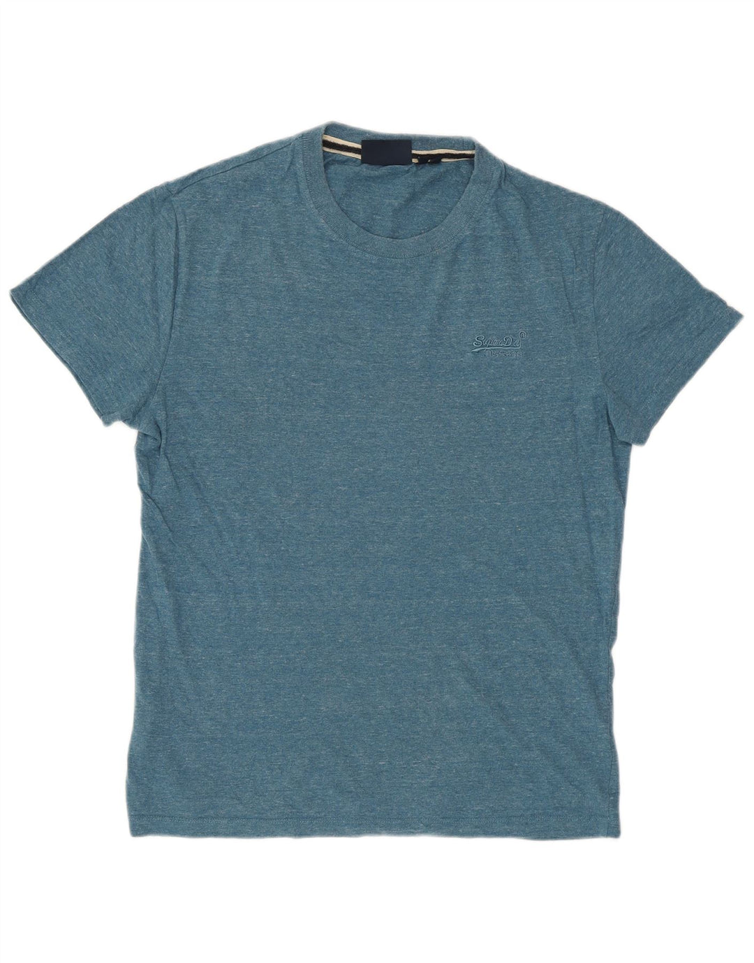 SUPERDRY Męski T-shirt Top, Mały, Niebieski, Bawełniany Nakrapiany