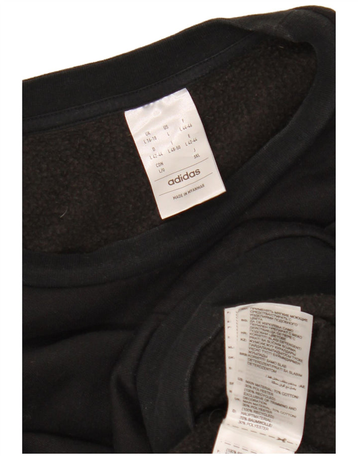 Damski sweter oversize ADIDAS Crop UK 16/18, duży, czarny, bawełniany