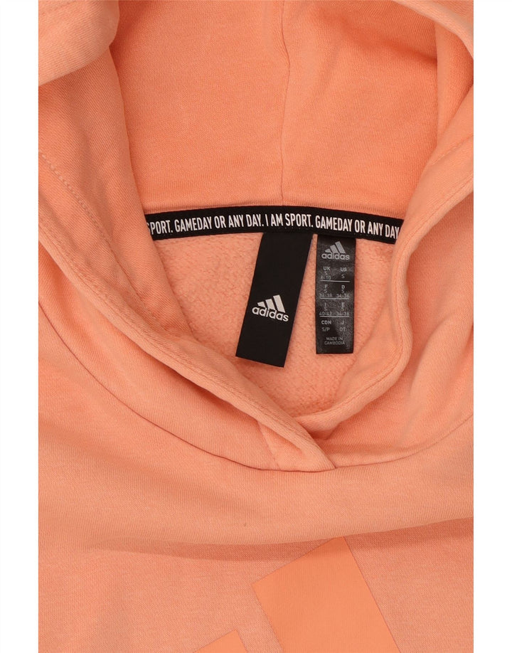 Damski sweter oversize z kapturem ADIDAS z grafiką, UK 8/10, mały, pomarańczowy, bawełniany