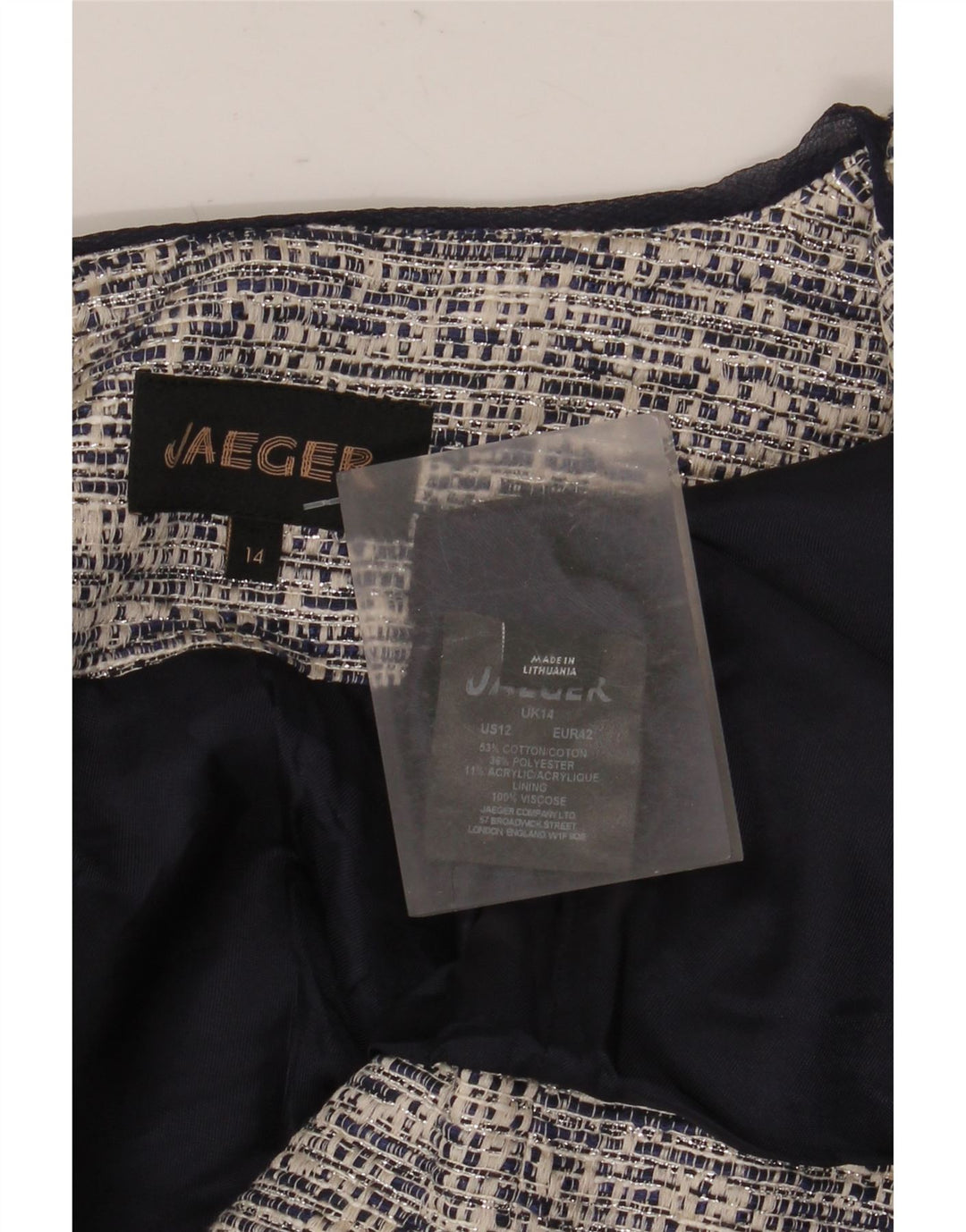 Damska marynarka Jaeger Crop Open, UK 14, duża, szara bawełna