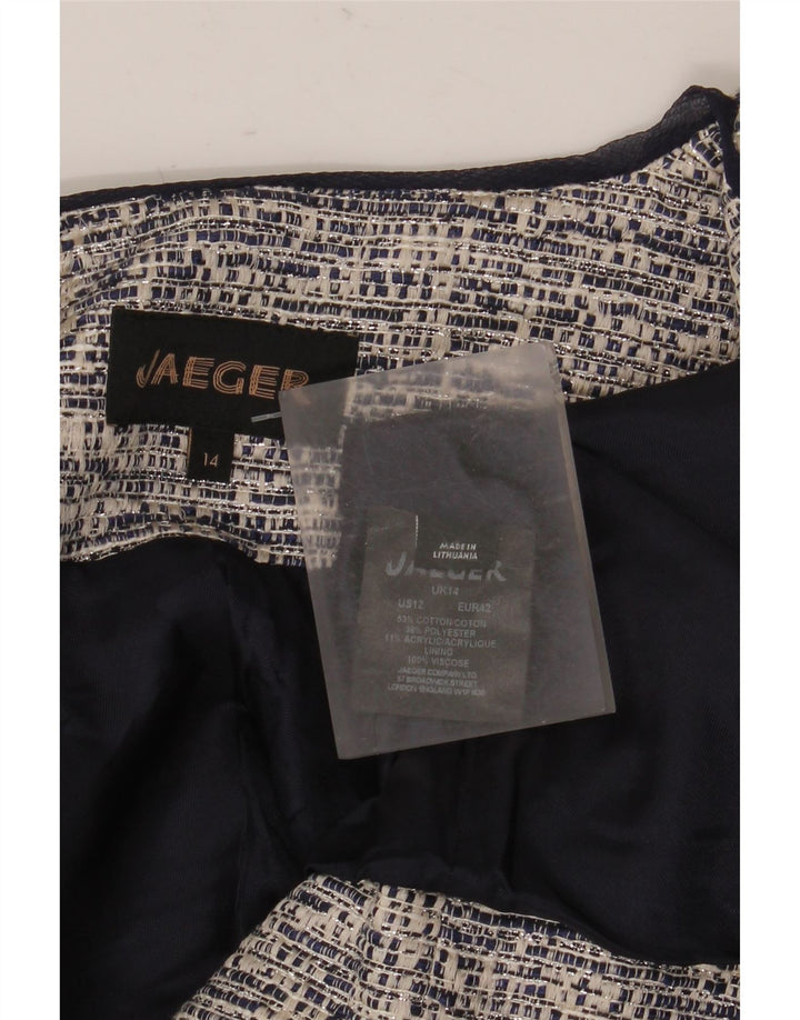 Damska marynarka Jaeger Crop Open, UK 14, duża, szara bawełna