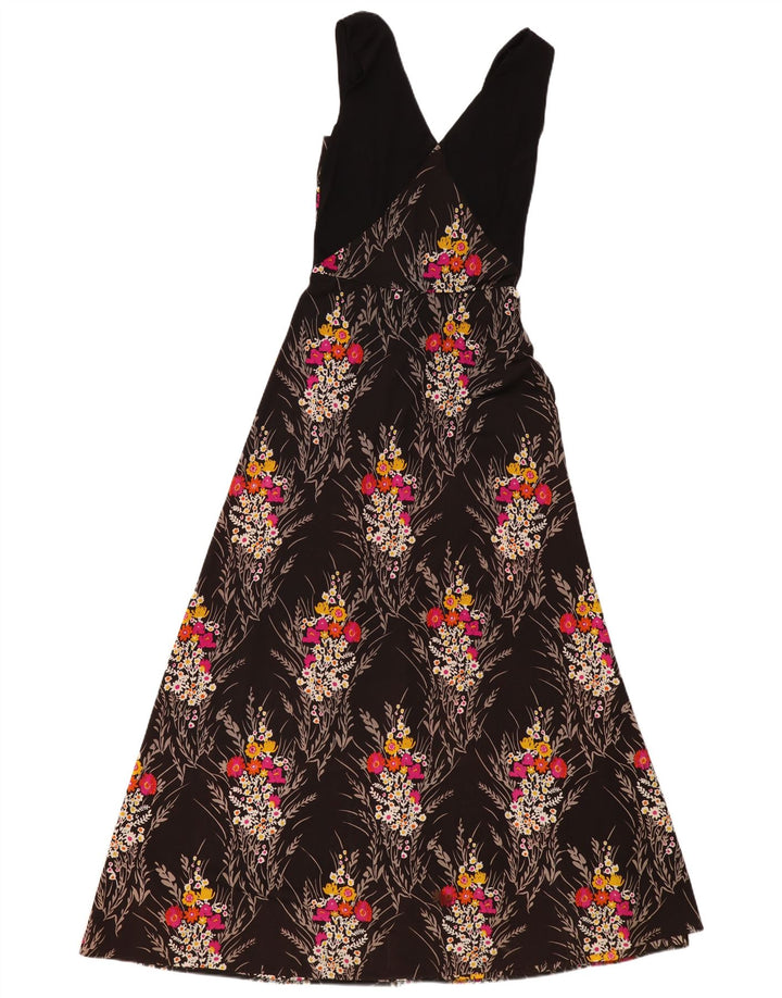 Damska sukienka maxi bez rękawów VINTAGE UK 4 XS w kolorze czarnym w kwiaty