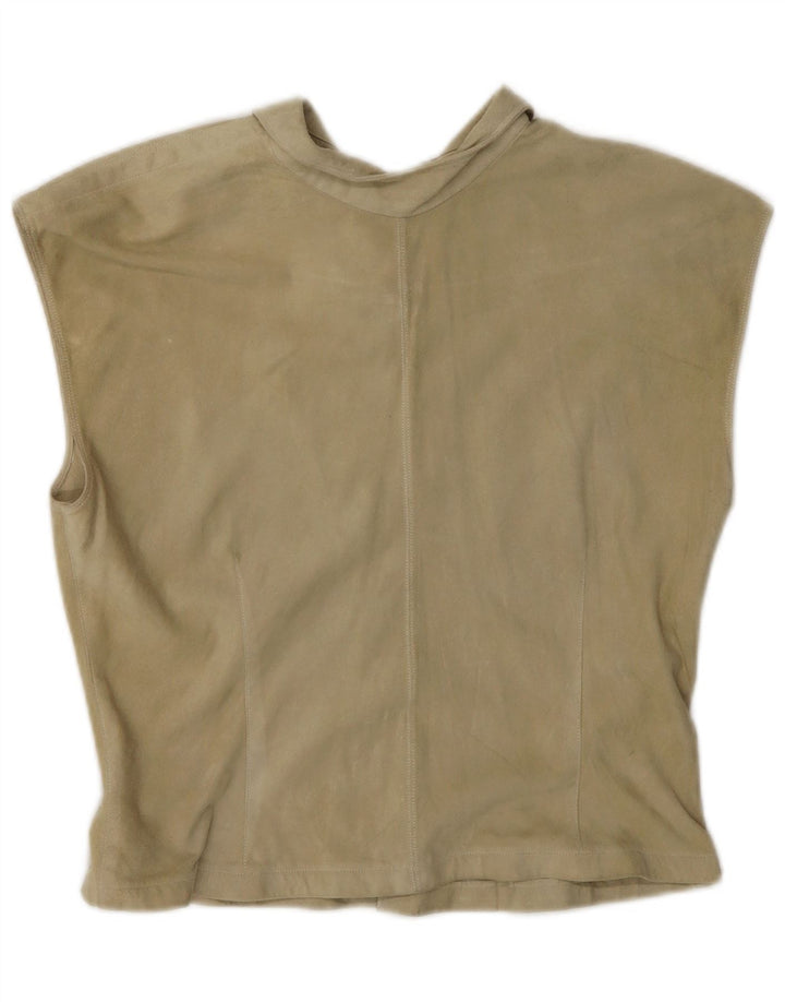 Zamszowa bluzka damska Vintage Top UK 10 Small Beige