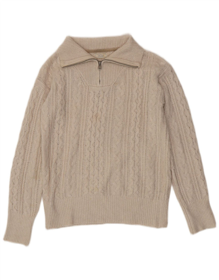 Damski sweter zapinany na zamek FAT FACE UK 14 Średni złamany biały nylon