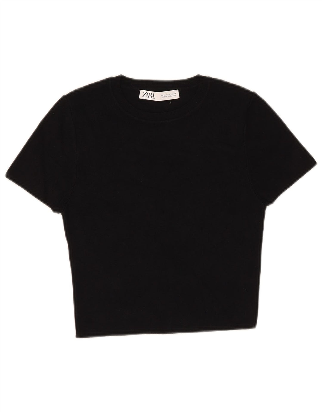 Damski krótki t-shirt Zara UK 12, średnia czarna wiskoza