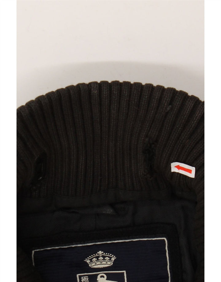 SUPERDRY Męski płaszcz w groszki z grafiką UK 44 2XL Czarna wełna