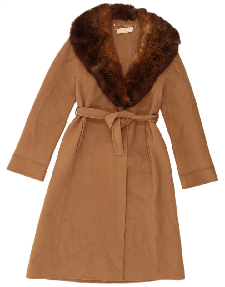 Płaszcz damski vintage UK 6 XS brązowy