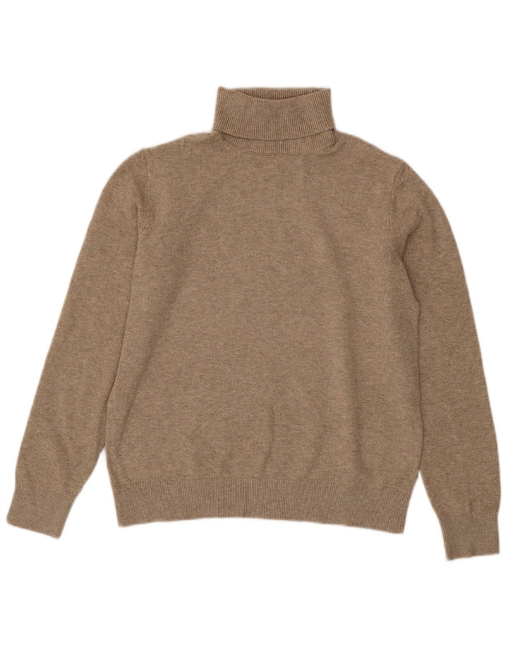 Marks & Spencer Damski sweter z golfem, UK 10, mały, beżowy poliester