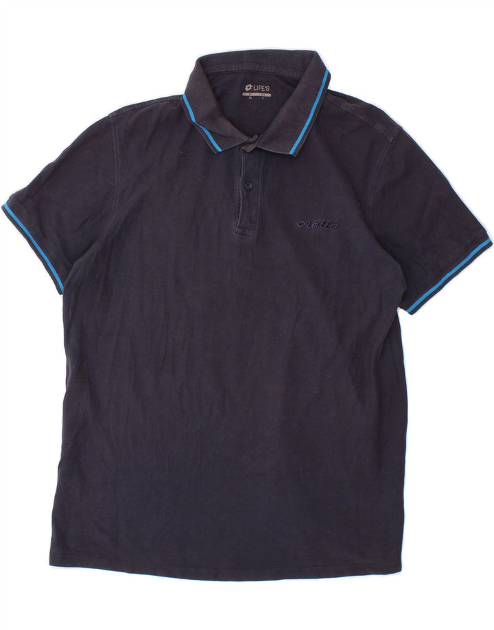 LOTTO Mens Polo Shirt Large Navy Blue Cotton Vintage Lotto and Second-Hand Lotto from Messina Hembry 