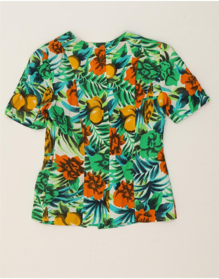 VINTAGE Womens 3 Button 2 Piece Set UK 12 Medium Green Floral Vintage Vintage and Second-Hand Vintage from Messina Hembry 