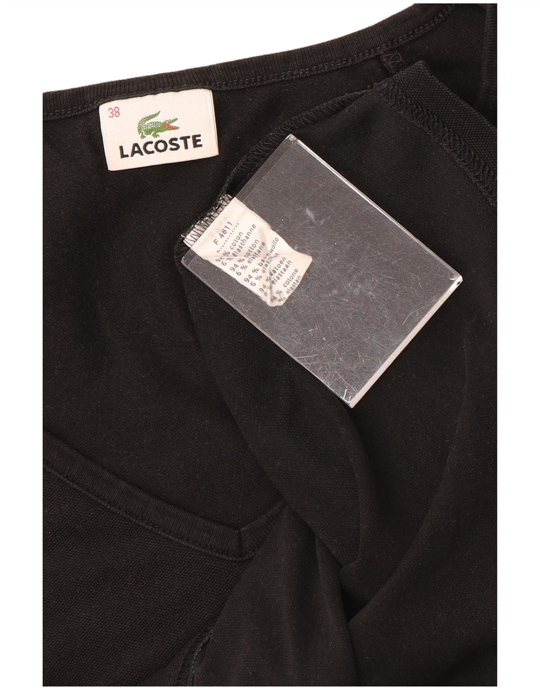 T-shirt damski LACOSTE, rozmiar 38, średni czarny, bawełniany