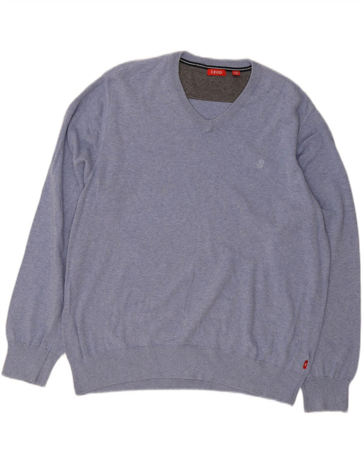 IZOD Mens V-Neck Jumper Sweater XL Blue Cotton Vintage Izod and Second-Hand Izod from Messina Hembry 