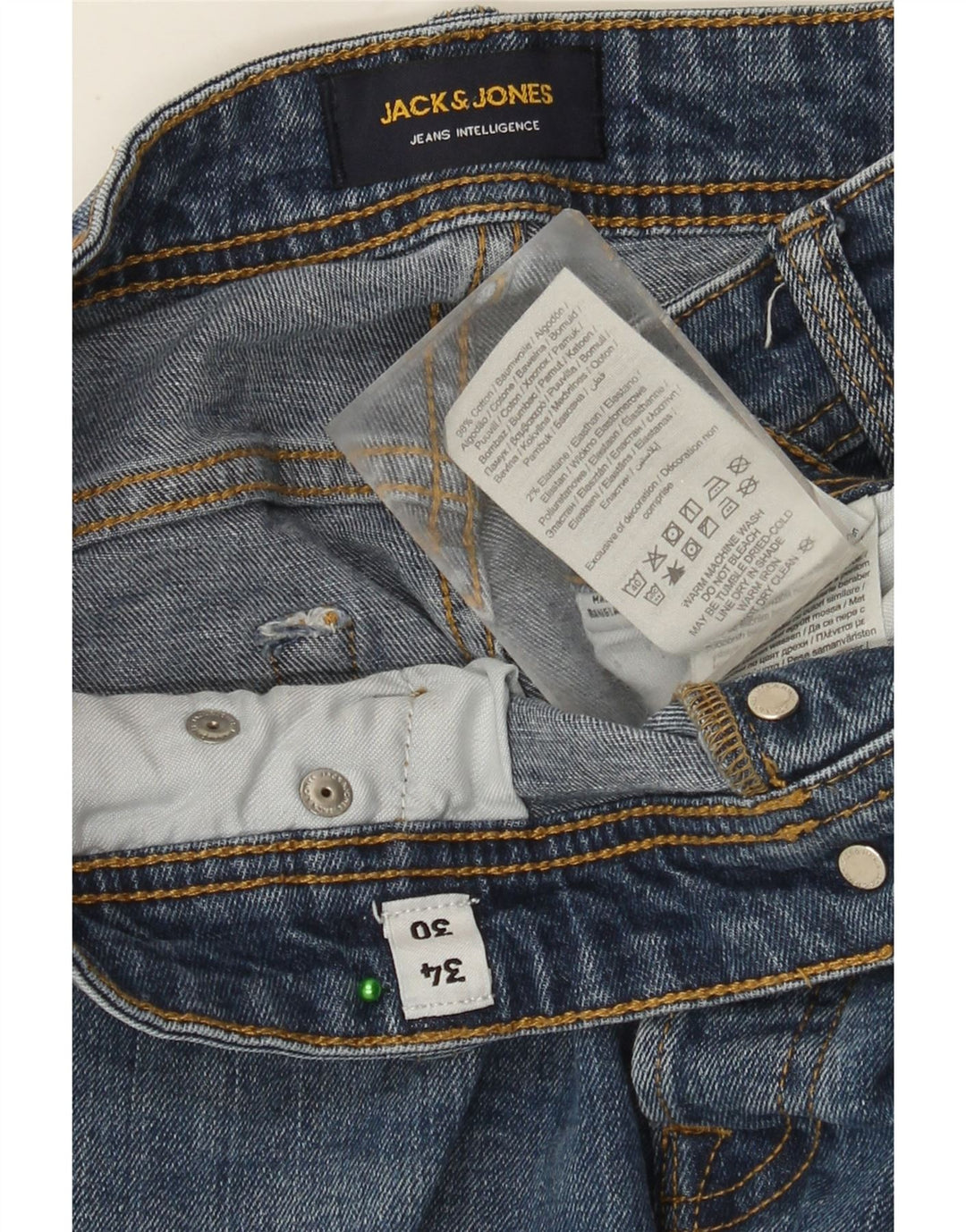 JACK & JONES Męskie jeansy slim W34 L30 Niebieskie, bawełniane
