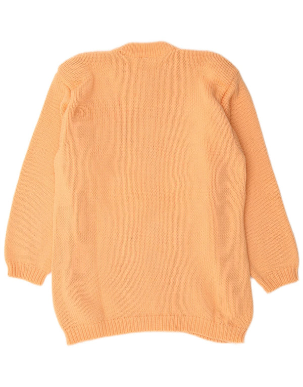 Sweter damski w stylu vintage z okrągłym dekoltem UK 20 2XL Pomarańczowy kwiatowy