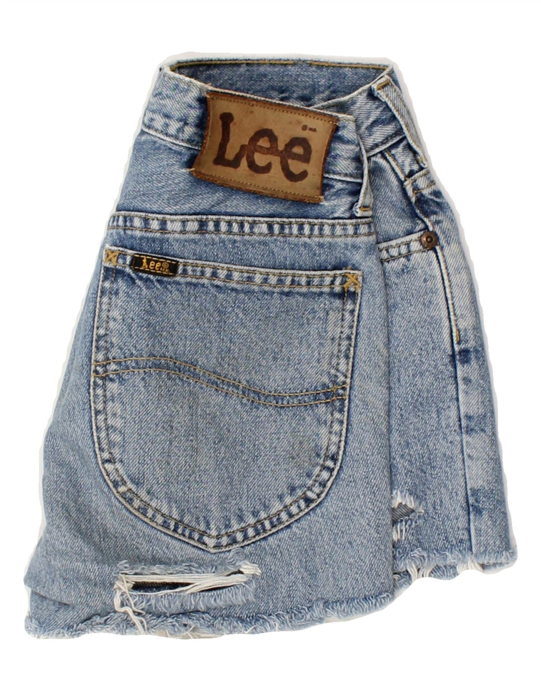 LEE Womens Distressed Denim Shorts W26 Small Blue Cotton Vintage Lee and Second-Hand Lee from Messina Hembry 