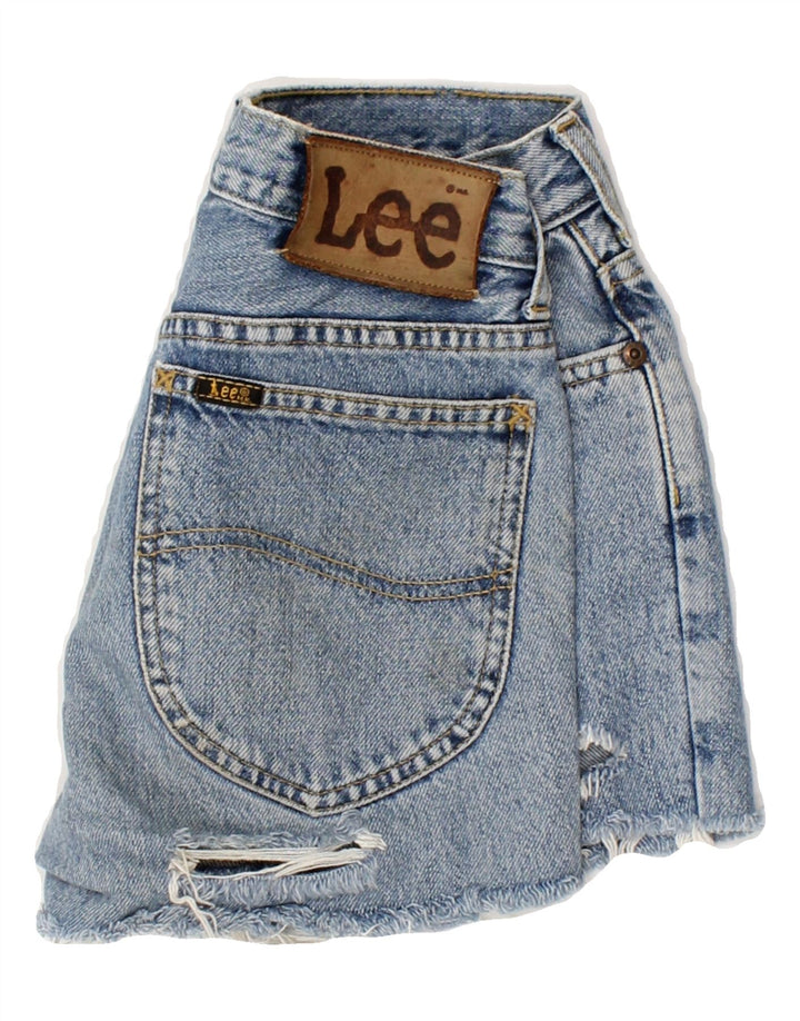 LEE Womens Distressed Denim Shorts W26 Small Blue Cotton Vintage Lee and Second-Hand Lee from Messina Hembry 