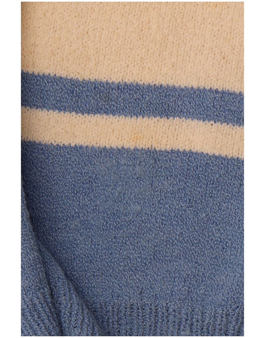 Męski sweter VINTAGE z dekoltem w kształcie litery V, duży, niebieski, z blokami kolorów