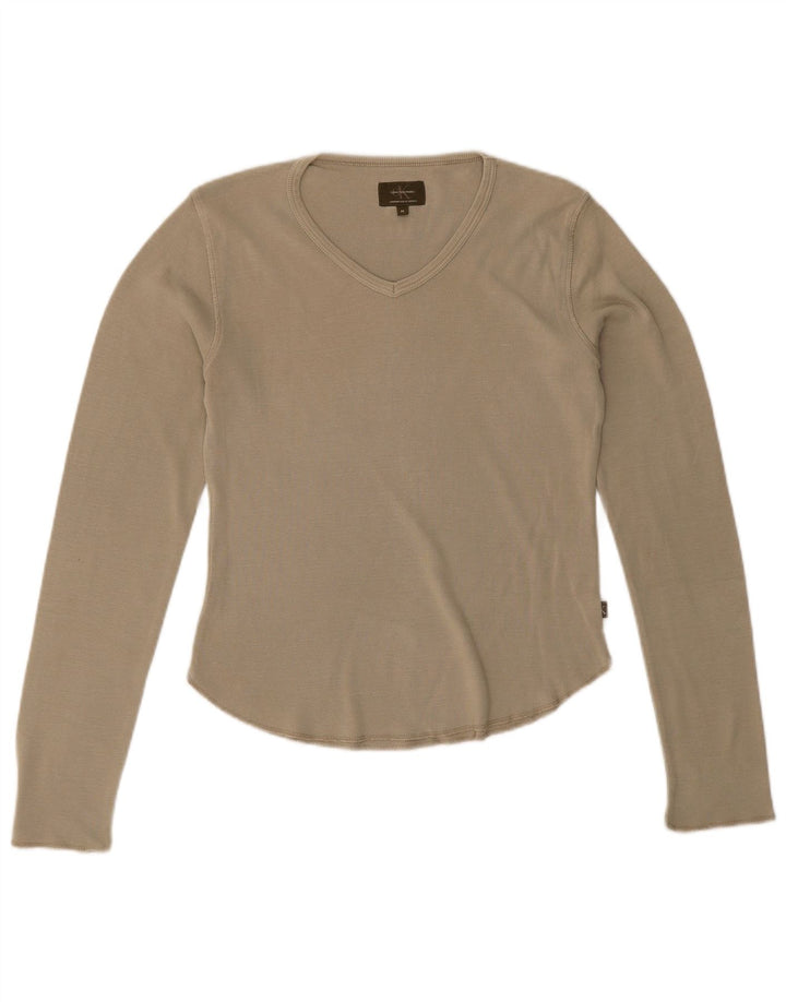 Damski top Calvin Klein z długim rękawem, UK 14, średnio zielony, bawełniany