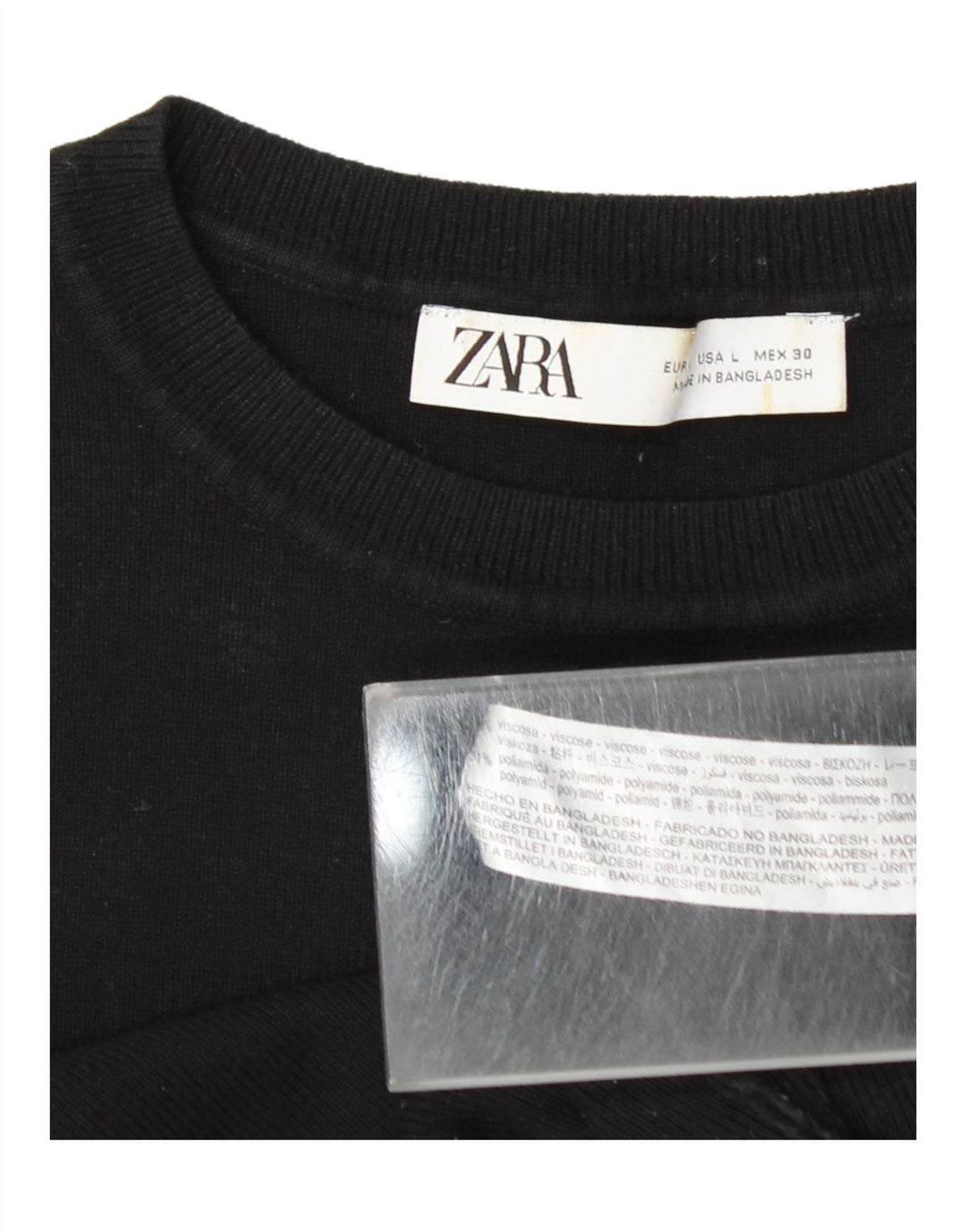 Damski krótki top Zara UK 14 Large, czarna wiskoza