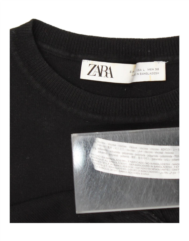Damski krótki top Zara UK 14 Large, czarna wiskoza