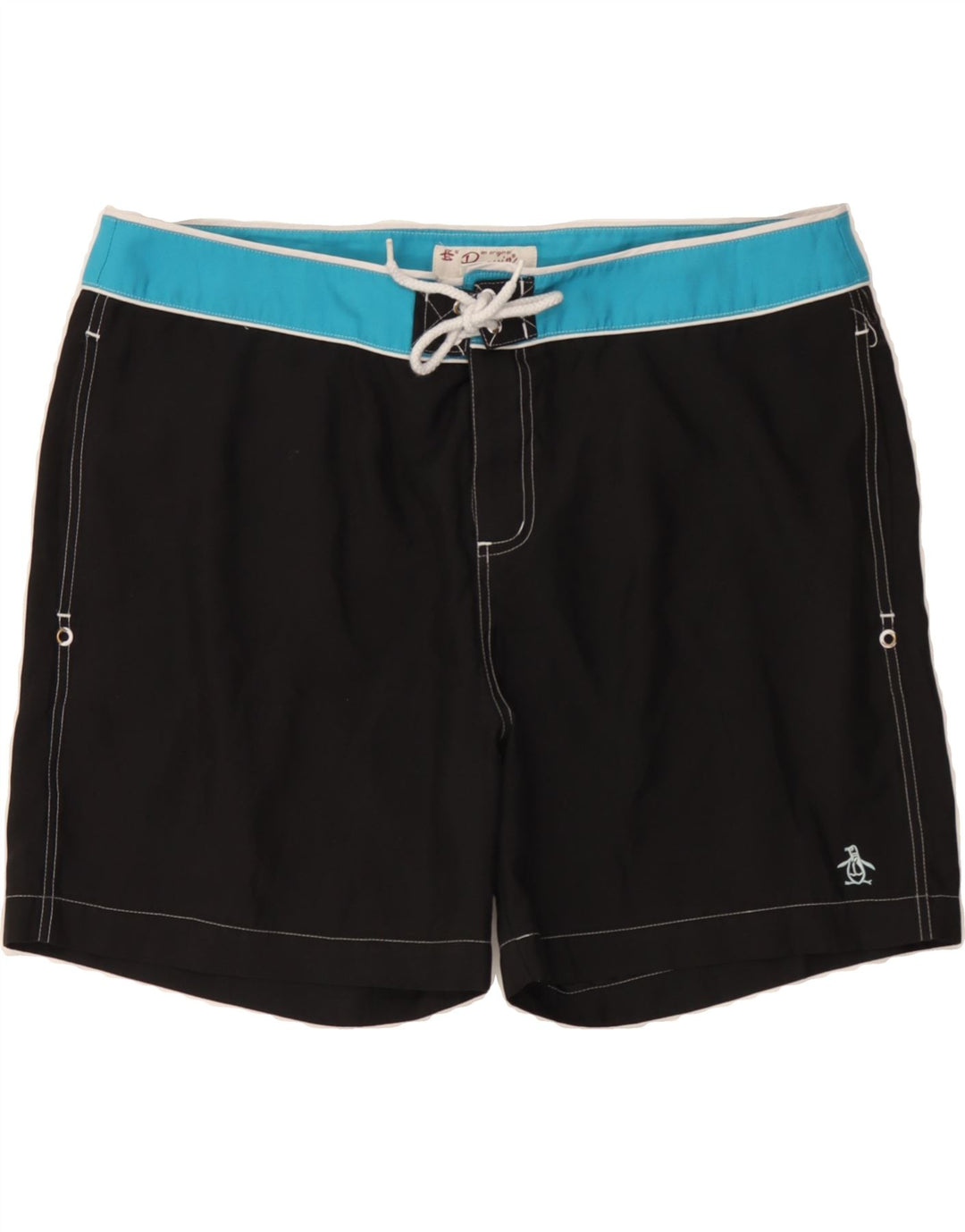 PENGUIN Mens Swimming Shorts XL Black Polyester Vintage Penguin and Second-Hand Penguin from Messina Hembry 