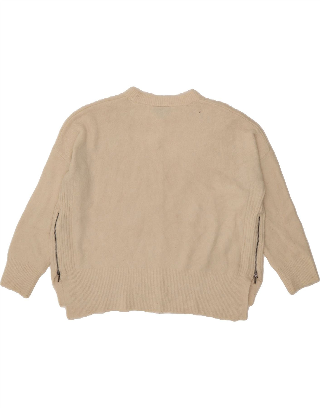 TOPSHOP Womens Oversized Crew Neck Jumper Sweater UK 10 Small Beige Vintage Topshop and Second-Hand Topshop from Messina Hembry 