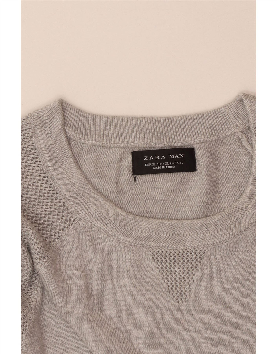 Męski sweter ZARA z krótkim rękawem i okrągłym dekoltem XL, szary