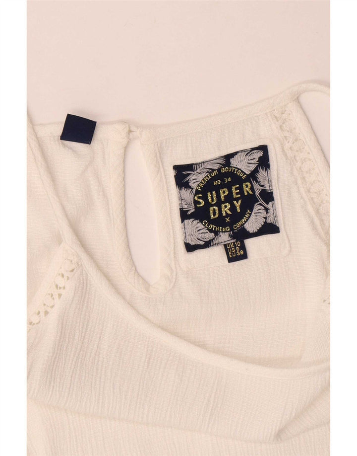Damska bluzka oversize bez rękawów Superdry UK 10, mała, biała