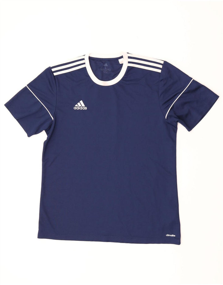 Adidas Męska koszulka Climalite Top, duża, granatowa, poliestrowa z blokami kolorów