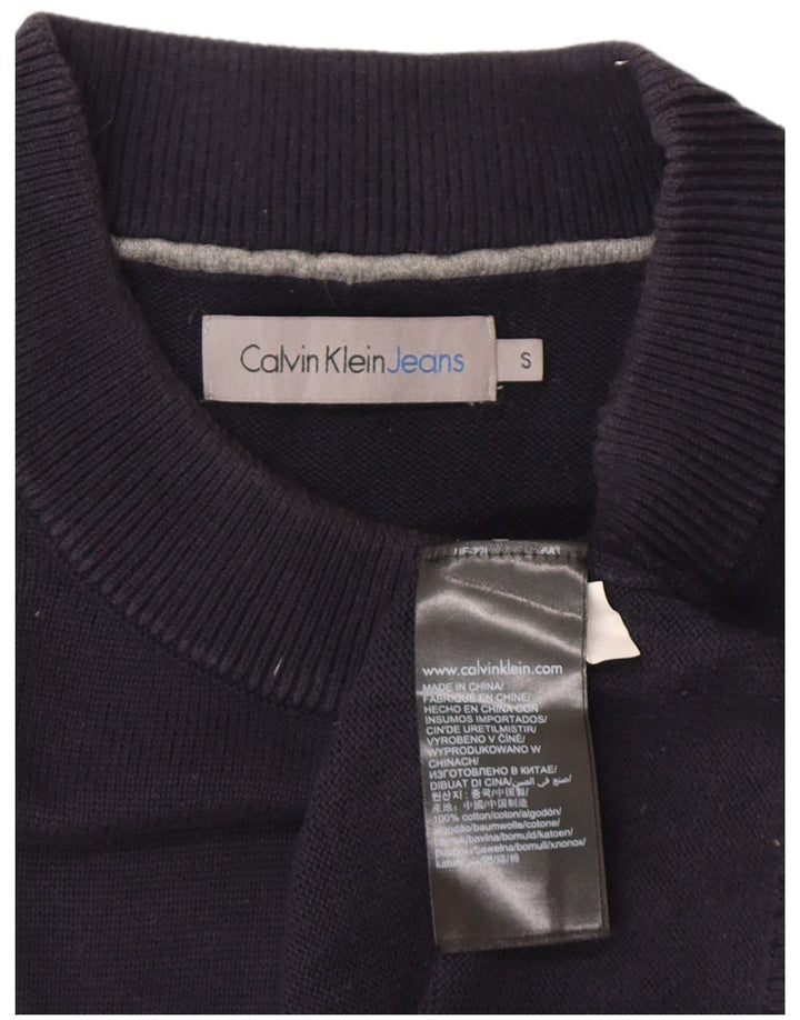 Męski sweter z okrągłym dekoltem Calvin Klein Jeans, mały, granatowy