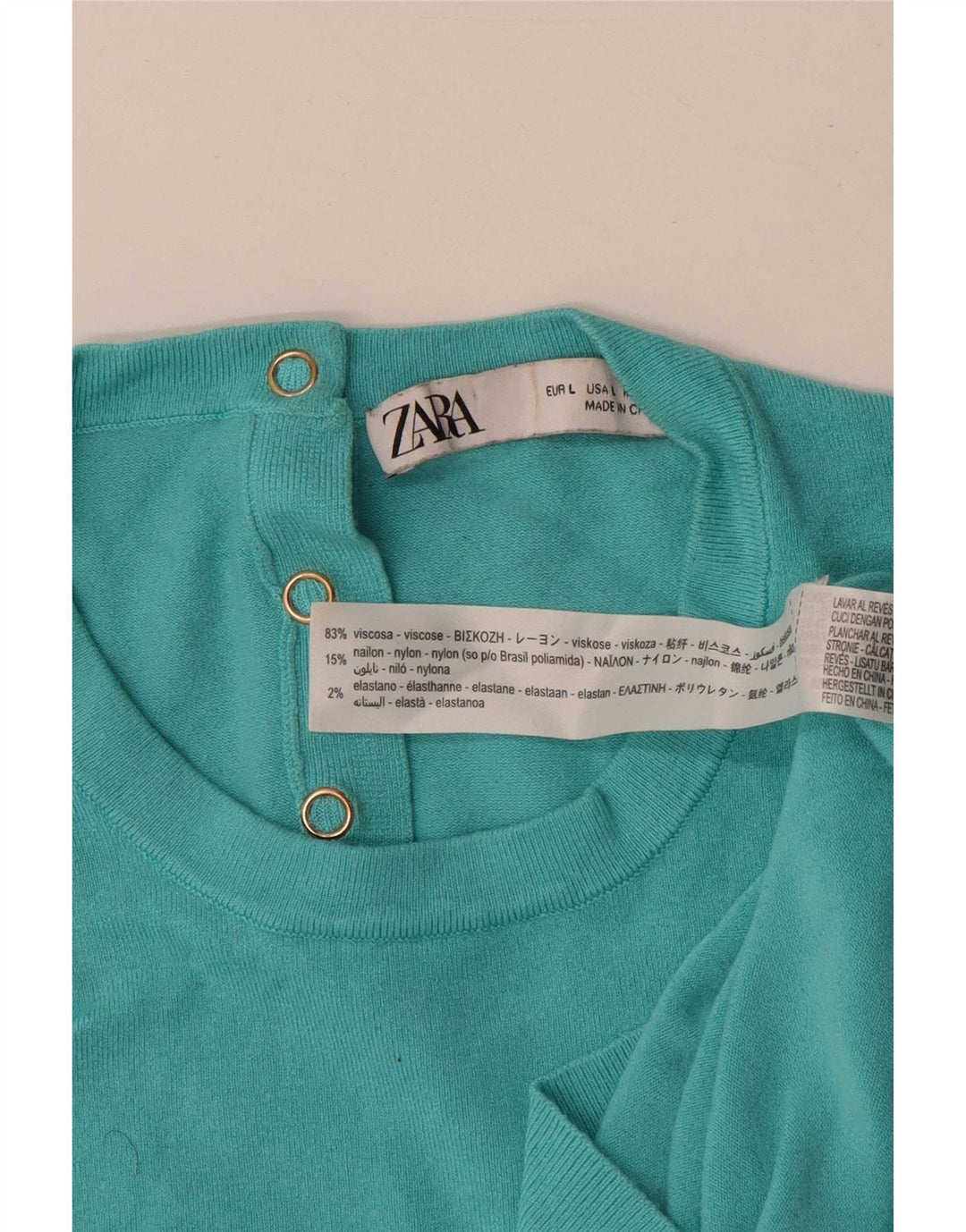 Damski podkoszulek bez rękawów Zara UK 14 Large Blue Viscose