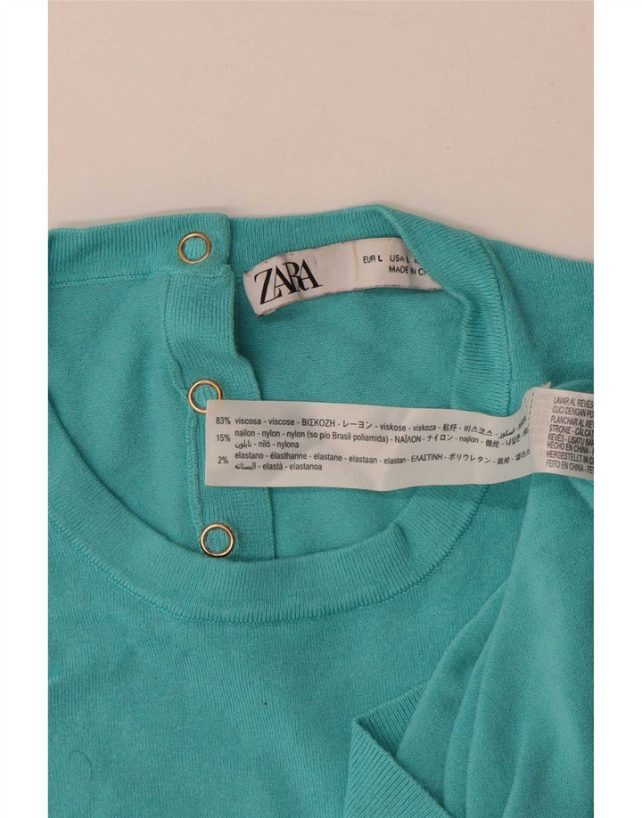 Damski podkoszulek bez rękawów Zara UK 14 Large Blue Viscose