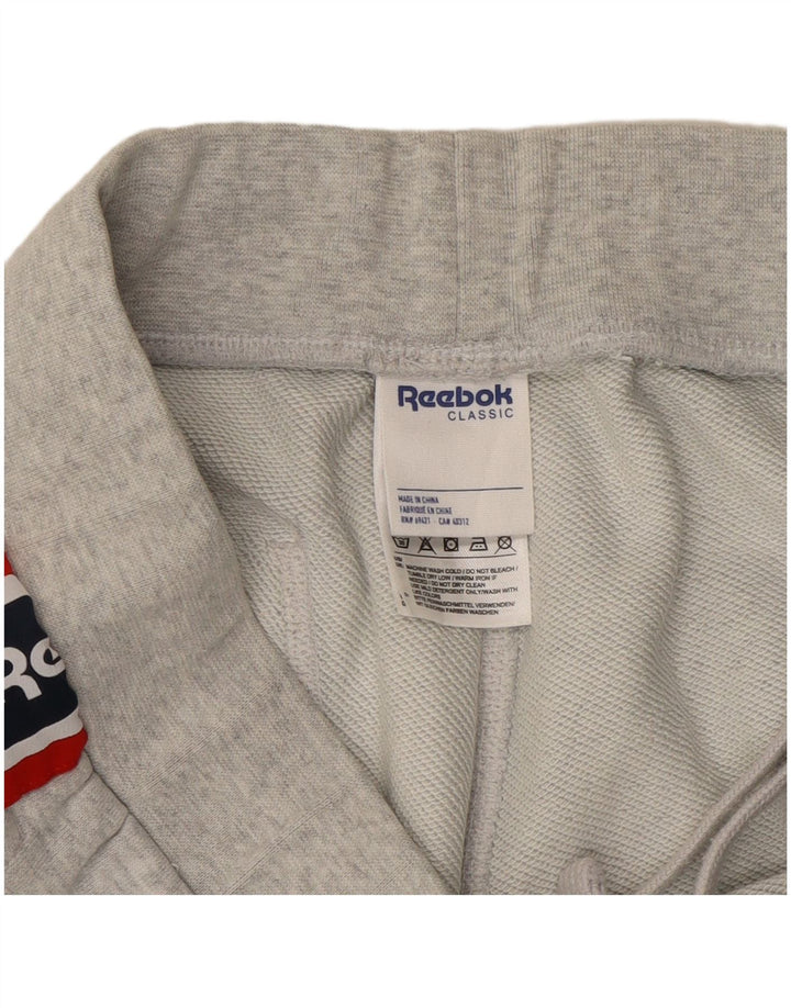 Męskie spodnie dresowe Reebok z grafiką, średnioszare, z blokami kolorów
