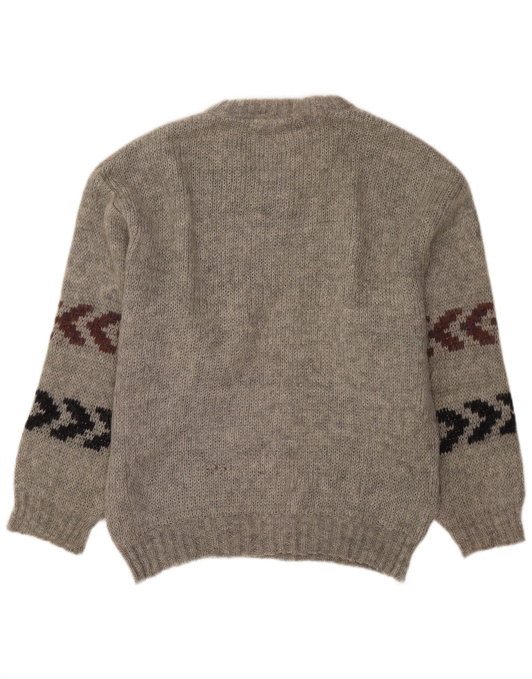 Vintage męski sweter z okrągłym dekoltem, rozmiar 40, średnie szare paski